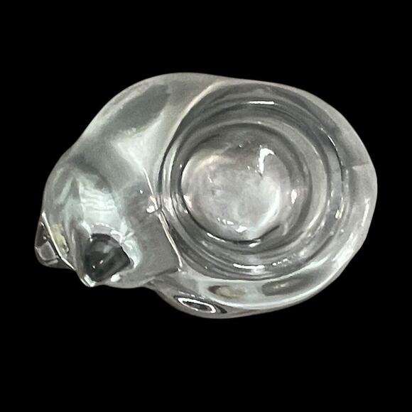 Vintage Indiana Glass Sleeping Cat Crystal Votive Candle Tea Light Holder Kitty - Picture 5 of 11